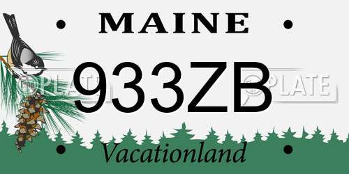 933ZB Maine License Plate