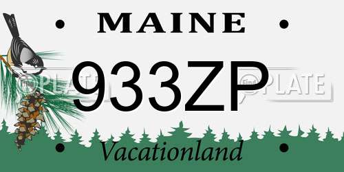 933ZP Maine License Plate