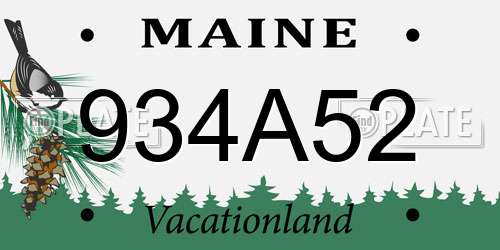 934A52 Maine License Plate