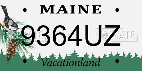 9364UZ Maine License Plate