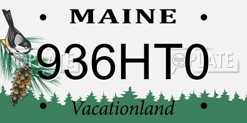 936HT0 Maine License Plate