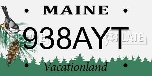 938AYT Maine License Plate