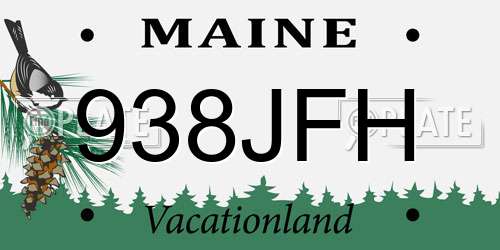 938JFH Maine License Plate