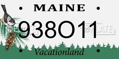 938O11 Maine License Plate