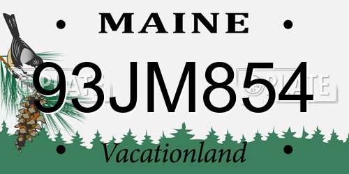 93JM854 Maine License Plate
