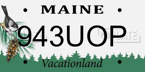 943UOP Maine License Plate