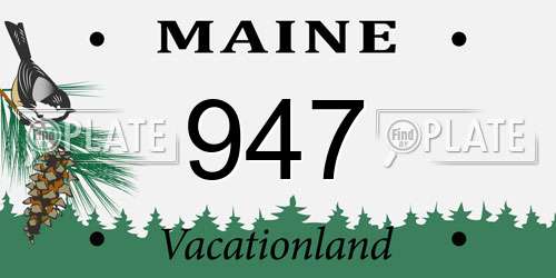 947 Maine License Plate