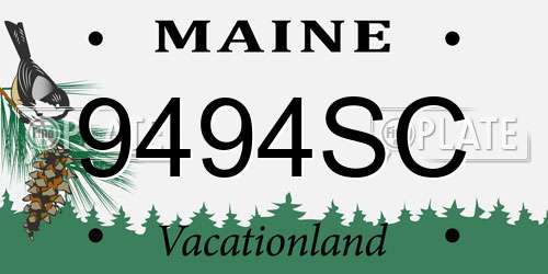 9494SC Maine License Plate
