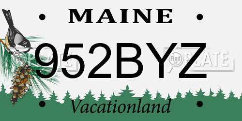 952BYZ Maine License Plate
