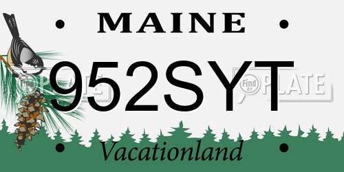 952SYT Maine License Plate