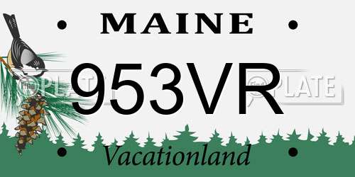 953VR Maine License Plate