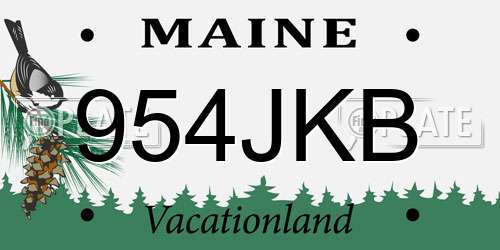 954JKB Maine License Plate