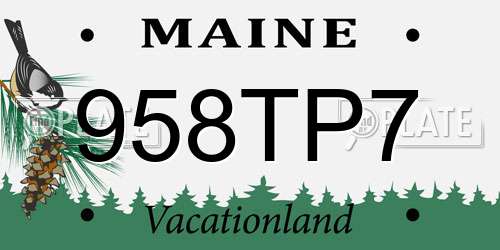 958TP7 Maine License Plate