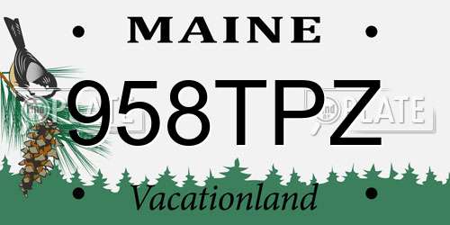 958TPZ Maine License Plate