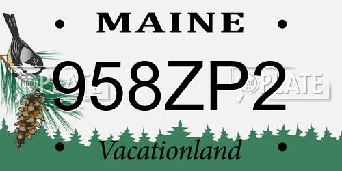 958ZP2 Maine License Plate
