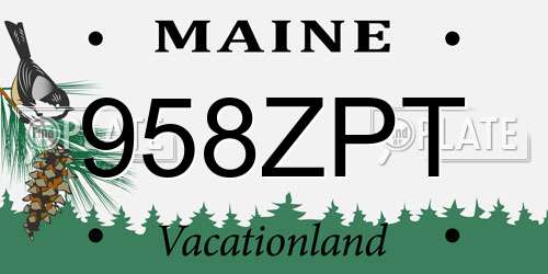 958ZPT Maine License Plate