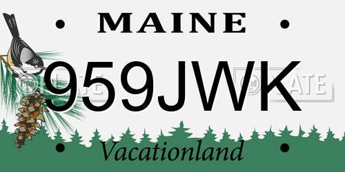 959JWK Maine License Plate