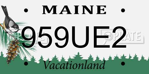 959UE2 Maine License Plate