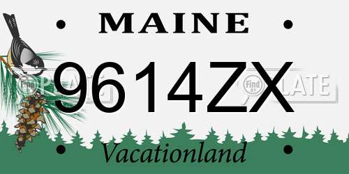 9614ZX Maine License Plate