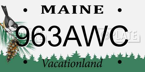 963AWC Maine License Plate