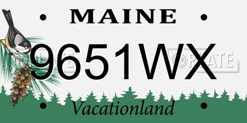 9651WX Maine License Plate
