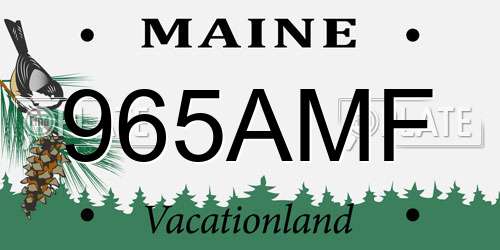 965AMF Maine License Plate