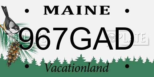 967GAD Maine License Plate