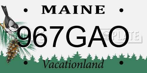 967GAO Maine License Plate