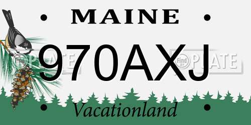970AXJ Maine License Plate