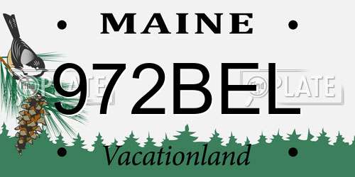 972BEL Maine License Plate