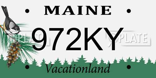 972KY Maine License Plate