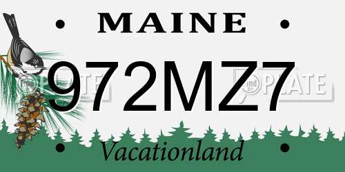 972MZ7 Maine License Plate