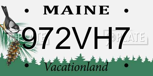 972VH7 Maine License Plate