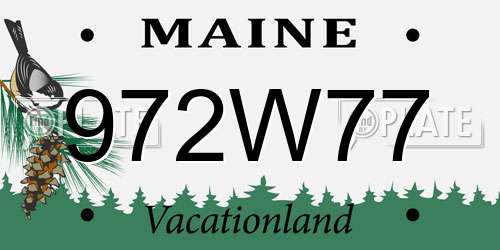 972W77 Maine License Plate