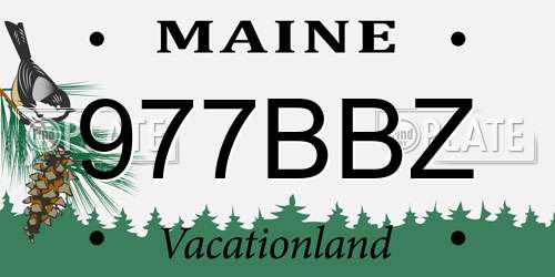 977BBZ Maine License Plate