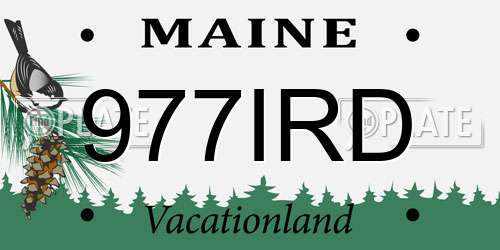 977IRD Maine License Plate