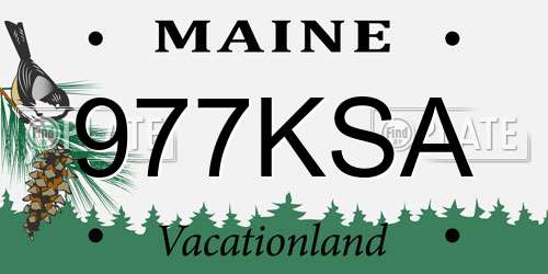 977KSA Maine License Plate