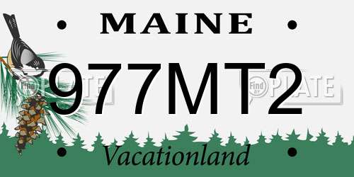 977MT2 Maine License Plate