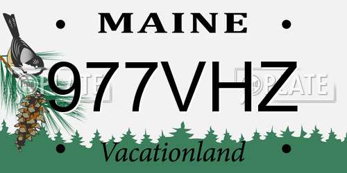 977VHZ Maine License Plate