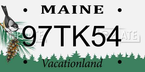 97TK54 Maine License Plate
