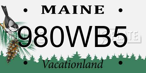 980WB5 Maine License Plate