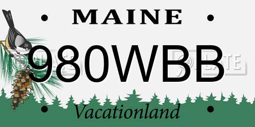 980WBB Maine License Plate