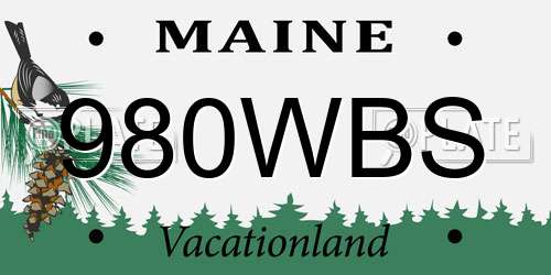 980WBS Maine License Plate