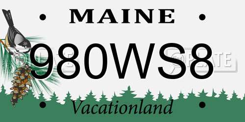 980WS8 Maine License Plate