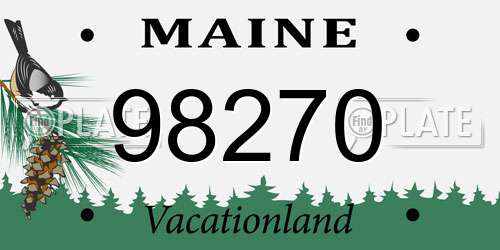 98270 Maine License Plate
