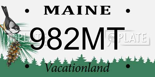 982MT Maine License Plate