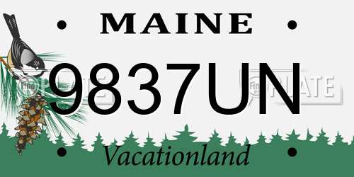9837UN Maine License Plate