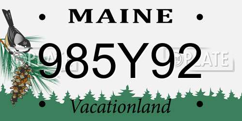 985Y92 Maine License Plate