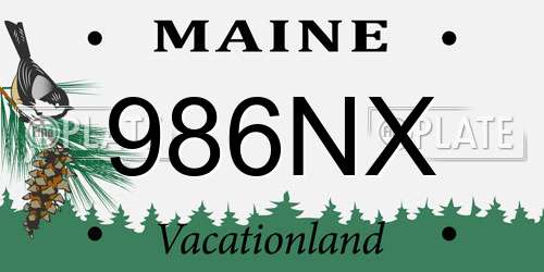986NX Maine License Plate