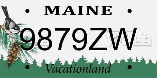 9879ZW Maine License Plate